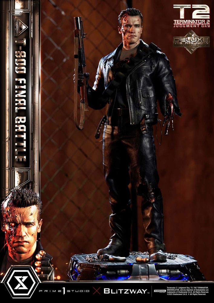 x_p1smmt2-02dx Terminator 2 Museum Masterline Series Statue 1/3 T-800 Final Battle Deluxe Version 75 cm - immagine 1