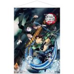 DEMON SLAYER MUGEN TRAIN TANJIRO VS ENMU FABRIC WALL SCROLL
