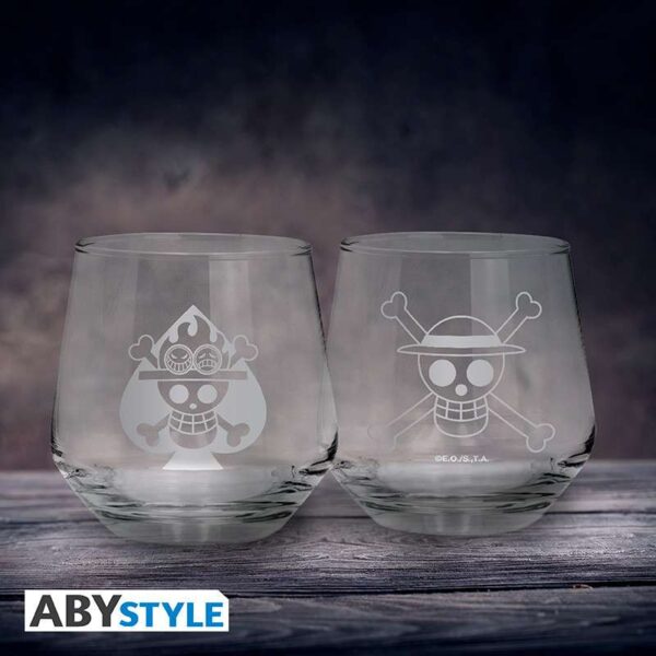 OP LUFFY & ACE GLASS SET (2)