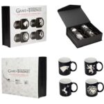 GOT HOUSES EMBLEMS B/W 4 MUG SET