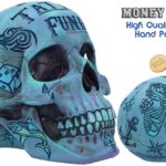 BLUE TATTOO SKULL MONEY BOX