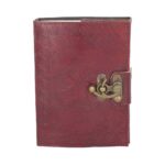 LEATHER DIARY EMBOSS TREE OF LIFE & LOCK