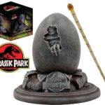 Jurassic Park 30th Anniversary Velociraptor Egg Statue & John Hammond Cane Replica  Set