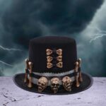 STEAMPUNK VOODOO PRIEST'S SKULL AND BONE TOP HAT