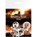 Attack on Titan Chibi - set 6 spillette badge pack Attacco dei Giganti - GB Eye