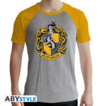 HARRY POTTER - Tshirt "Hufflepuff" man SS grey & yellow - premium* Taglia: Extra Large