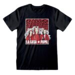 LA CASA DI CARTA - GROUP - T-Shirt 100% Cotone Nero Maglietta Manica Corta