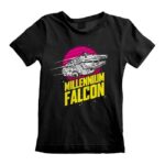STAR WARS MILLENNIUM FALCON T-Shirt Bambino 100% Cotone Nero Maglietta Manica Corta