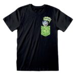 RICK e MORTY TINY POCKET - T-Shirt Cotone Nero Unisex Maglietta Manica Corta