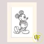 Mickey Mouse Sketched - stampa con passepartout 30x40cm Pyramid