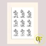 Mickey Mouse Multi Sketched - stampa con passepartout 30x40cm Pyramid