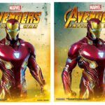 AVENGERS INFINITY WAR - IRON MAN - Quadro Immagine 3D Lenticular 22x27cm Con Cornice in Legno