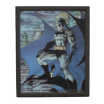 BATMAN ON GARGOYLE by JIM LEE - Quadro Immagine 3D Lenticular 22x27 cm Con Cornice in Legno