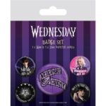 Wednesday Mercoledi' Nevermore - set 5 spillette Pyramid badge pack