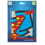 SUPERMAN LOGO - Set 2 Mascherine per Viso in Cotone Lavabili e Regolabili per Adulti e Bambini