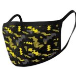 BATMAN CAMO YELLOW - Set 2 Mascherine per Viso in Cotone Lavabili e Regolabili per Adulti e Bambini CDM