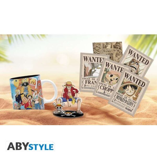 OP LUFFY SET MUG POSTCARDS & ACRYL