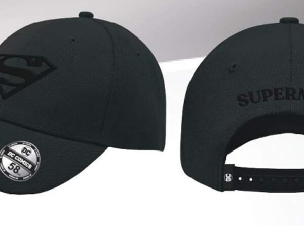 DC COMICS - Superman Logo ingomma nera - Berretto Visiera Curva Nero Regolabile Acrilico