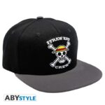 ONE PIECE BLACK & GREY SKULL SNAPBACK CAP