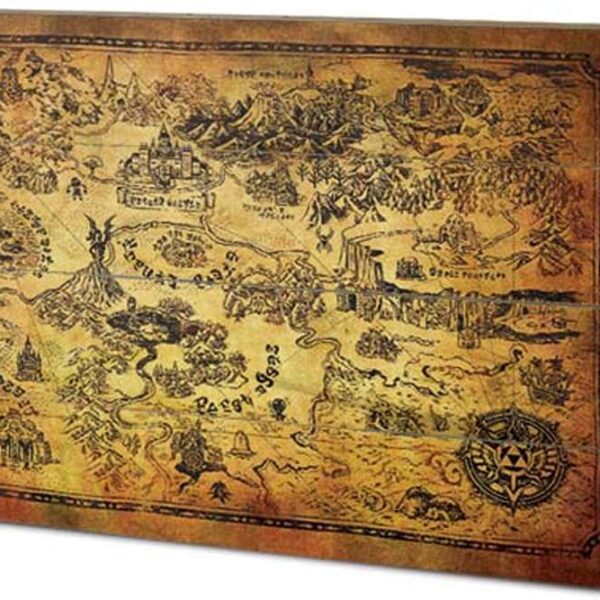 ZELDA HYRULE MAP WOOD PRINT