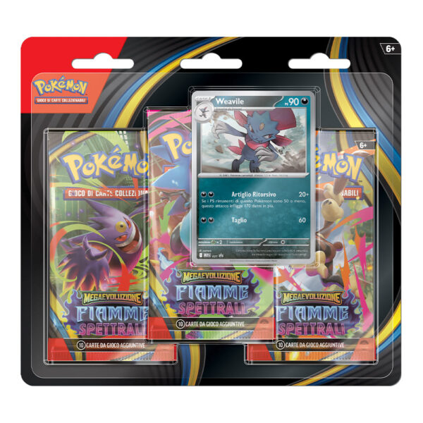 Pokemon Fiamme Spettrali 3 Pack Blister Weavile gioco in italiano