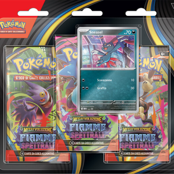Pokemon Fiamme Spettrali 3 Pack Blister Sneasel gioco in italiano