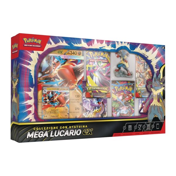 Pokemon - Mega Lucario EX - Collezione - gioco di carte in italiano con Statua