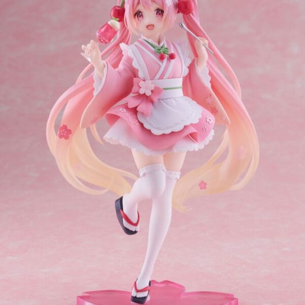 Hatsune Miku PVC Statue Newley Written Sakura Miku Japanese Cafe Ver. Reissue 18 cm