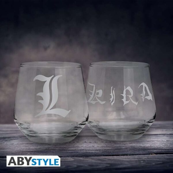 DEATH NOTE KIRA & L GLASS SET (2)