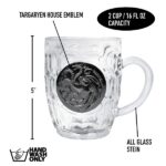 GAME OF THRONES - BOCCALE IN VETRO Con Stemma TARGARYEN in Metallo - 450ml (Trono di Spade)