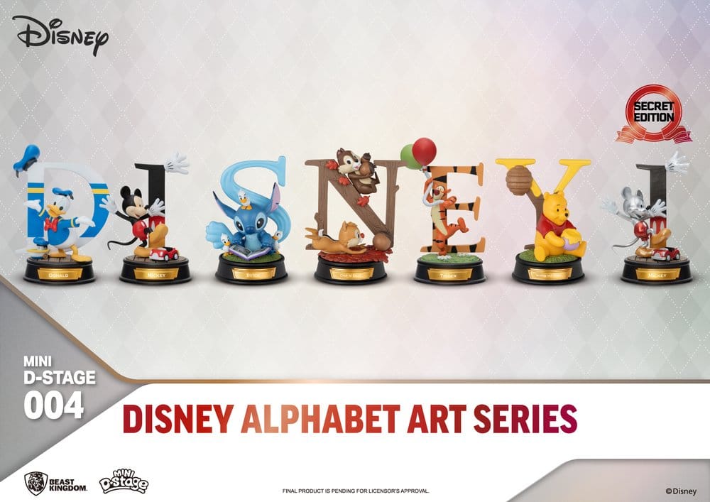 x_bkdmds-004 Disney Mini Diorama Stage Statues 6-pack Alphabet Art 10 cm - immagine 1