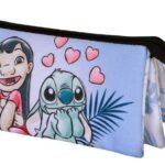 Lilo & Stitch Triple Pencil case Couple Lilac