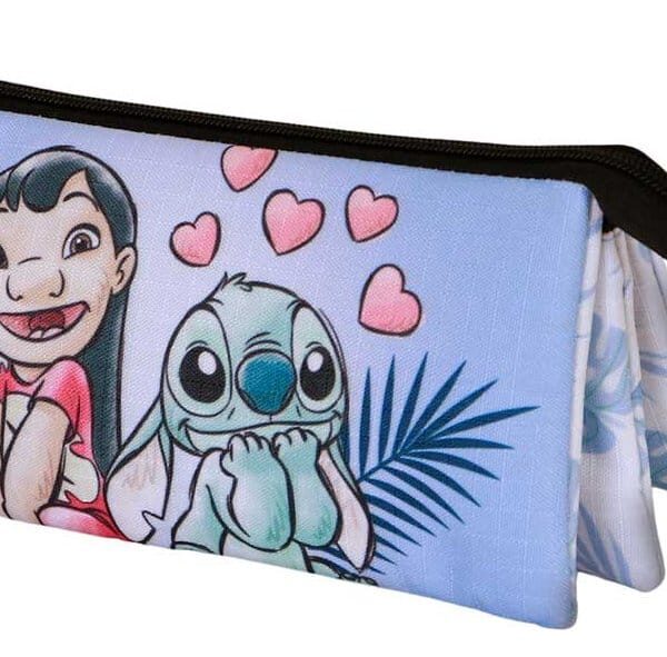 Lilo & Stitch Triple Pencil case Couple Lilac