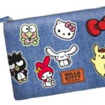 Sanrio Soleil Toiletry Bag Hello Kitty Stickers Blue