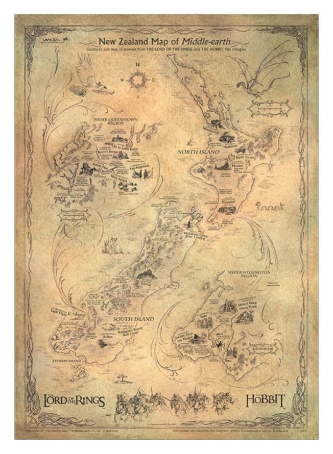 x_weta872801634 The Hobbit Art Print New Zealand Map of Middle Earth 50 x 70 cm - immagine 1