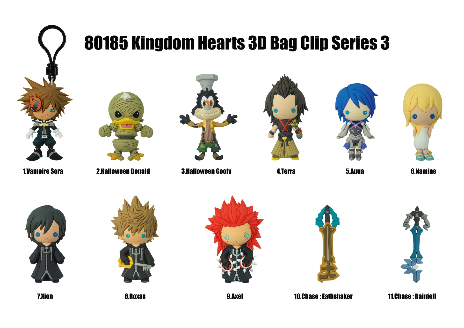 112939__96cb4af8 KINGDOM HEARTS SERIES 3 BAG CLIP BLIND BOX DISPLAY (24) - immagine 1