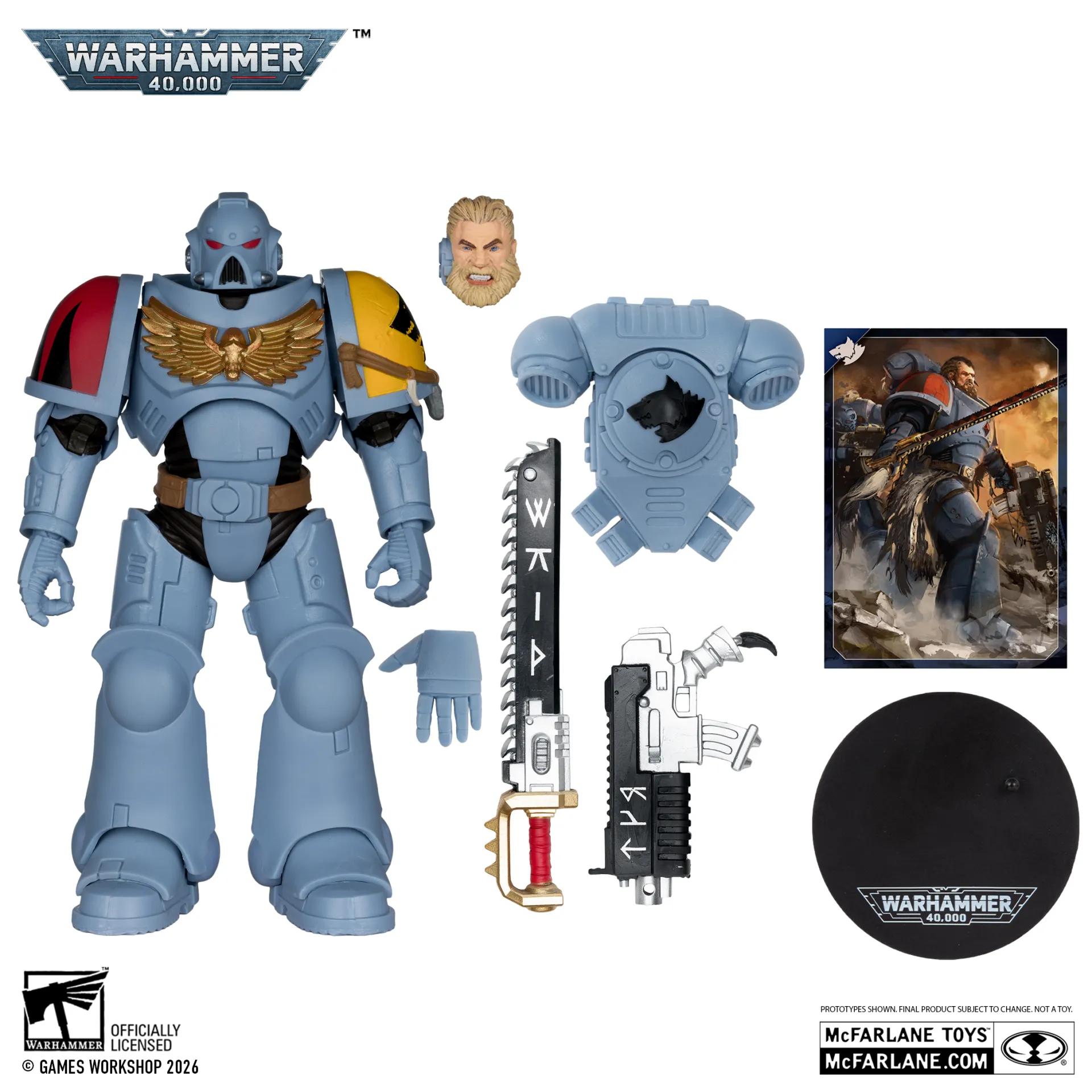 113411__e90cd752 WARHAMMER 40000 7INCH WV12 SPACE WOLVES GREY HUNTER ACTION FIGURE - immagine 1