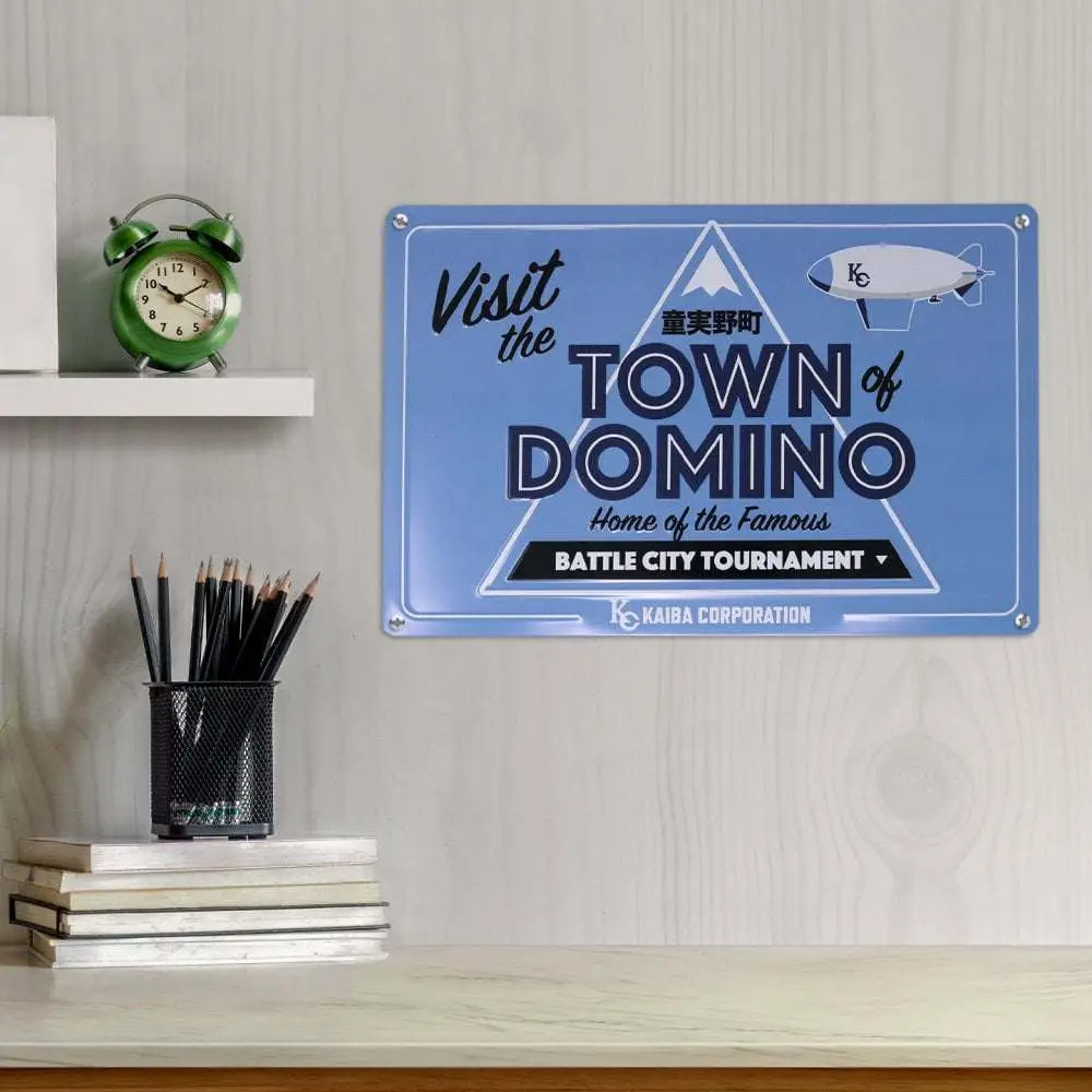 90957__1179390498 YU-GI-OH! DOMINO TOWN TIN SIGN - immagine 1