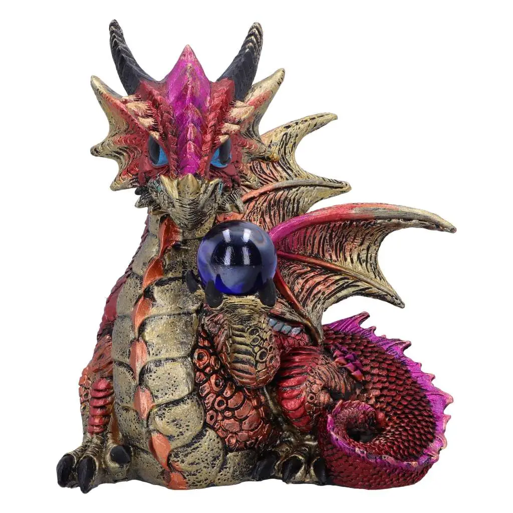 94869__511233363 ORB HOARD RED DRAGON FIGURINE - immagine 1