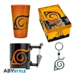 NARUTO SHIPPUDEN KONOHA GLASS 3D KEYCHAIN 3D MUG PREMIUM LARGE GIFT SET