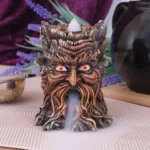 GREEN MAN TREE SPIRIT AGED OAK BACKFLOW INCENSE BURNER - immagine 5