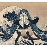 Hatsune Miku x Katsushika Hokusai iXima Desk Mat The Great Wave off Kanagawa/Fine Wind, Clear Morning