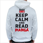 Felpa cappuccio Zip (L) White: Keep Calm and Read Manga