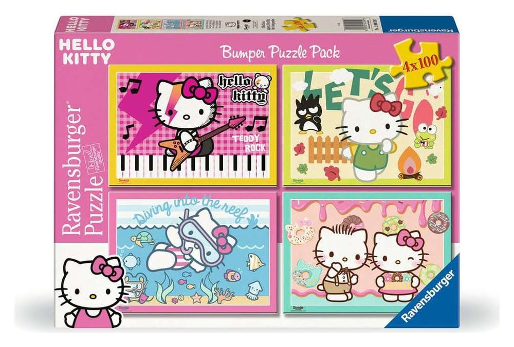 x_rave12004159 Hello Kitty Puzzle 4-Pack Let's Go, Hello Kitty! (4x100 Pieces) - immagine 1