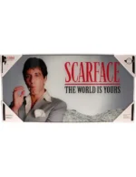 SCARFACE THE WORLD IS YOURS GRAY BACKGROUND 60x30 CM GLASS POSTER - immagine 2