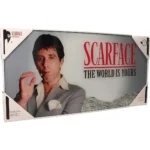 SCARFACE THE WORLD IS YOURS GRAY BACKGROUND 60x30 CM GLASS POSTER