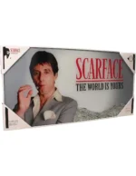 SCARFACE THE WORLD IS YOURS GRAY BACKGROUND 60x30 CM GLASS POSTER