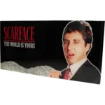 SCARFACE THE WORLD IS YOURS BLACK BACKGROUND 60x30 CM GLASS POSTER
