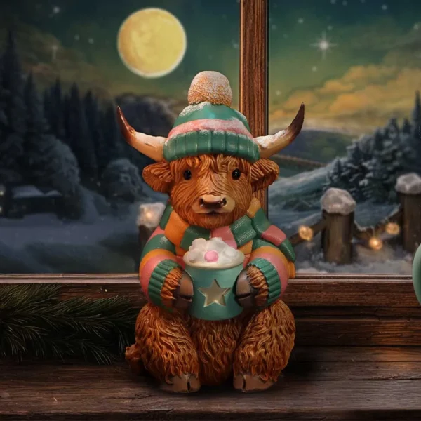 WINTER HIGHLAND COW HOT COCOA FIGURE