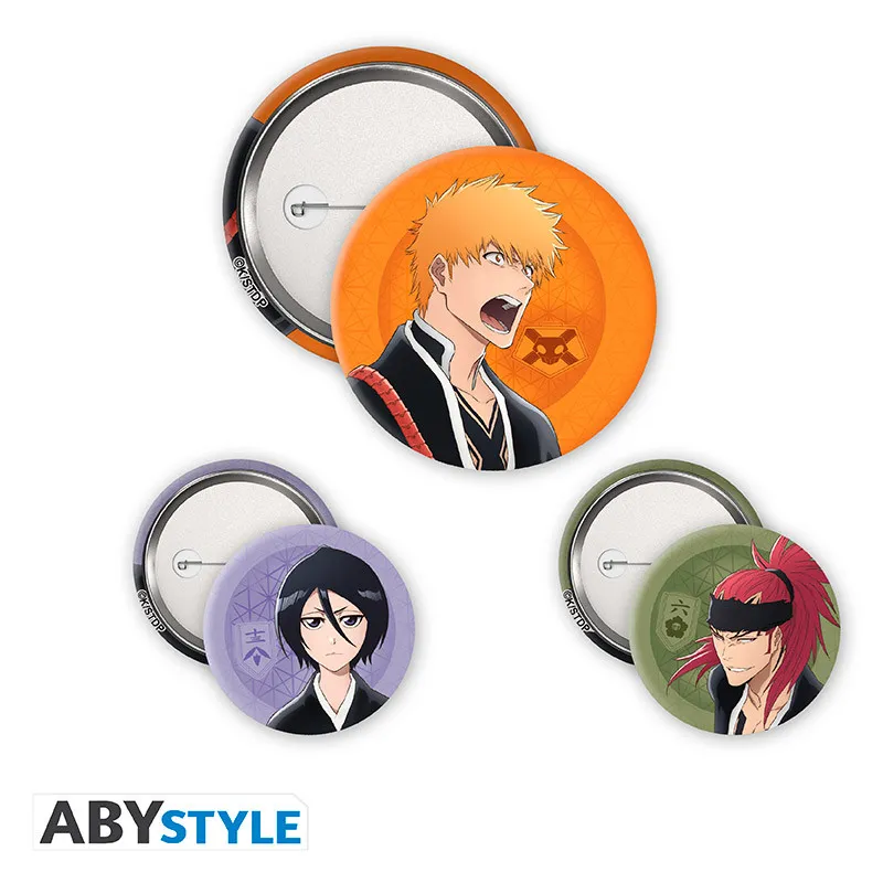 114775__058e71be BLEACH ICHIGO RUKIA RENJI BADGE PACK - immagine 1
